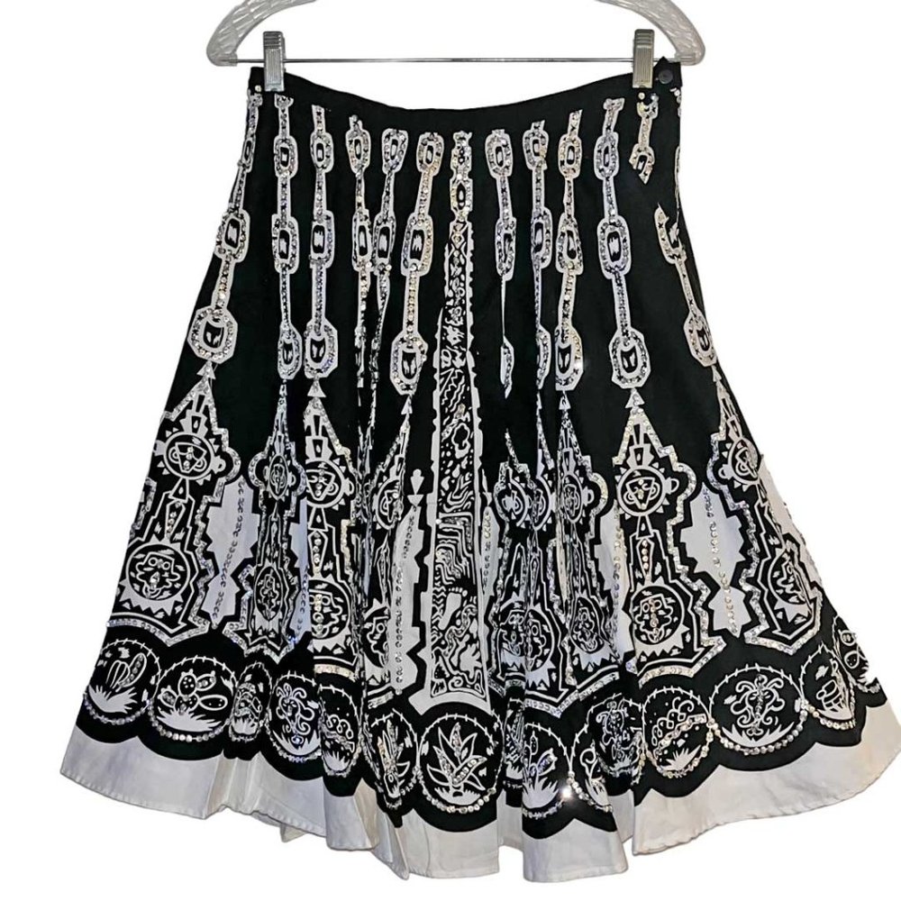Carole Little Black White Sequin Embellished Full Circle Skirt